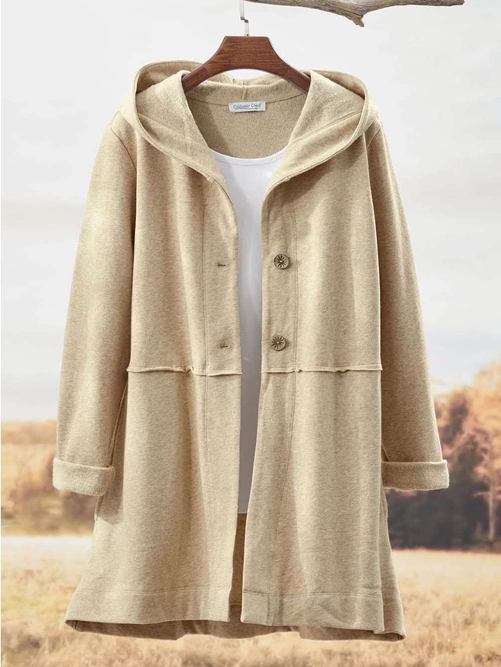 New Coldwater Creek Lightweight Fleece Swing Cardigan in Oatmeal